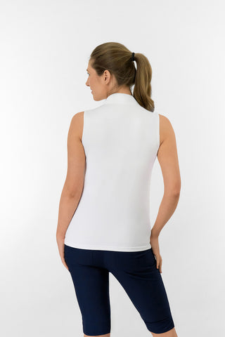 Bloom2 Ladies Sleeveless Polo Shirt - White