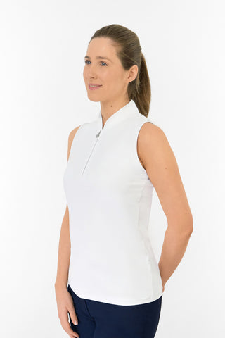Bloom Ladies Sleeveless Golf Polo Shirt - White