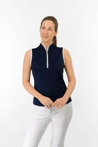 Bloom2 Ladies Sleeveless Polo Shirt - Navy