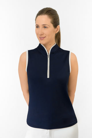Bloom2 Ladies Sleeveless Polo Shirt - Navy