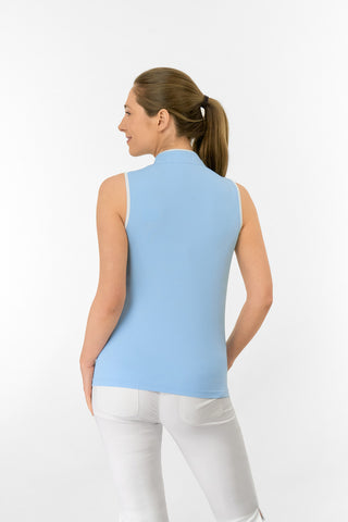 Bloom Ladies Sleeveless Golf Polo Shirt - Pale Blue