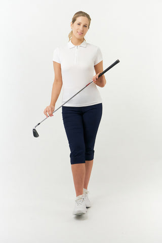 Pure Golf Thrive Cap Sleeve Women's Golf Polo Shirts - White