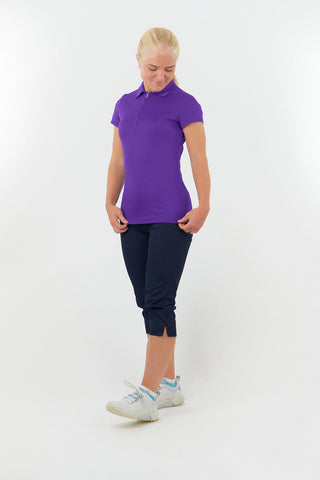 Pure Golf Thrive Cap Sleeve Women's Golf Polo Shirts - Purple