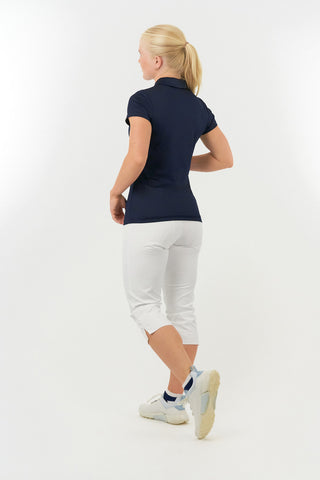 Pure Golf Thrive Cap Sleeve Women's Golf Polo Shirts - Navy