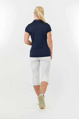 Pure Golf Thrive Cap Sleeve Women's Golf Polo Shirts - Navy