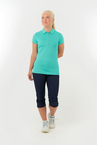 Pure Golf Thrive Cap Sleeve Women's Golf Polo Shirts - Ocean Blue