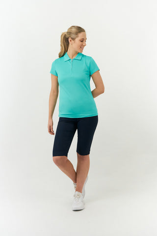 Pure Golf Thrive Cap Sleeve Women's Golf Polo Shirts - Ocean Blue