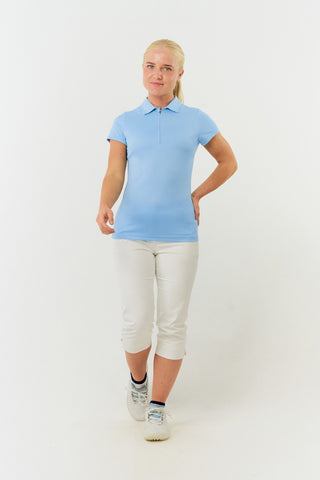 Pure Golf Thrive Cap Sleeve Women's Golf Polo Shirts - Pale Blue