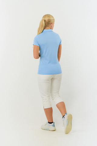 Pure Golf Thrive Cap Sleeve Women's Golf Polo Shirts - Pale Blue