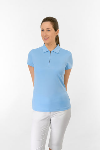 Thrive Cap Sleeve Women's Golf Polo Shirts - Pale Blue
