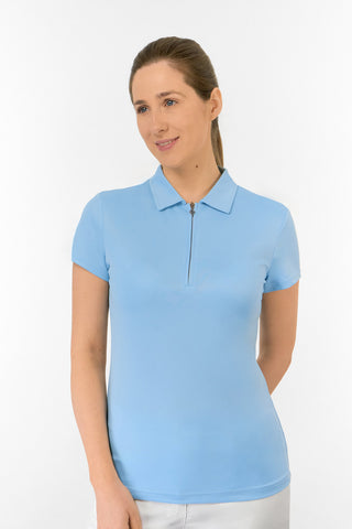 Thrive Cap Sleeve Women's Golf Polo Shirts - Pale Blue