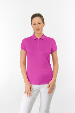 Thrive Cap Sleeve Women's Golf Polo Shirt - Azalea Pink