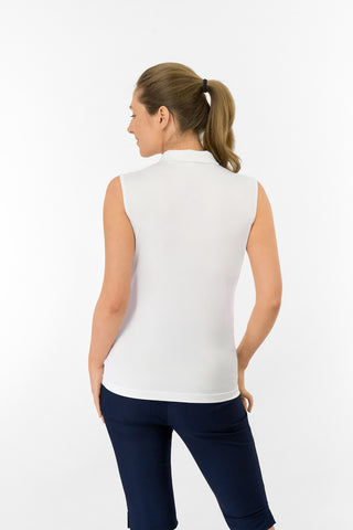 Thrive2 Sleeveless Ladies Golf Polo Shirt - White