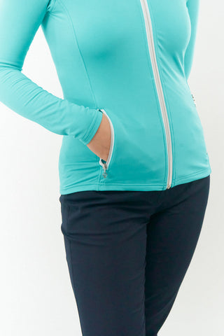 Pure Golf Ladies Mist Full Zip Mid Layer - Ocean Blue