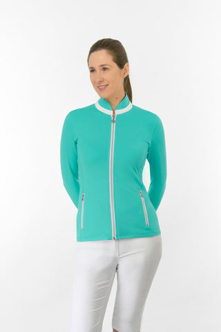 Mist Ladies Golf Full Zip Mid Layer - Ocean Blue