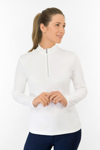 Tranquillity2 Ladies Mid Layer Zip Golf Top - White