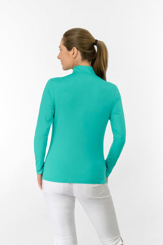 Tranquillity Ladies Golf Mid Quarter Zip Polo - Ocean Blue