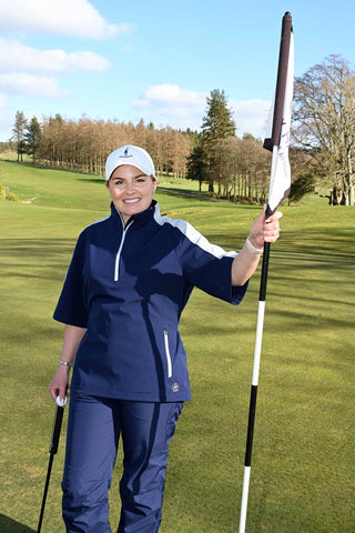 ProQuip Golf Ladies Paige Short Sleeve Rain Jacket - Navy & Silver