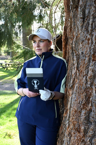 ProQuip Golf Ladies Paige Short Sleeve Rain Jacket - Navy & Lime