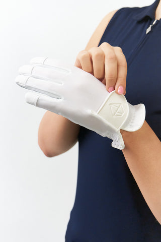 Pure Golf Ladies Eden Cabretta Leather Lycra Comfort Stretch Golf Glove- White