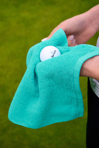 Lady Golfer Retractable Towel - Aqua
