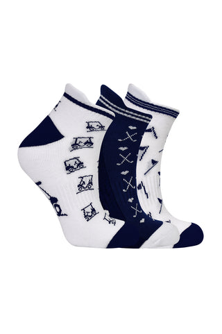 3 Pack Ladies Golf Socks- Navy