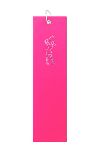 Crystal lady Golfer Tri-Fold Golf Towel- Pink