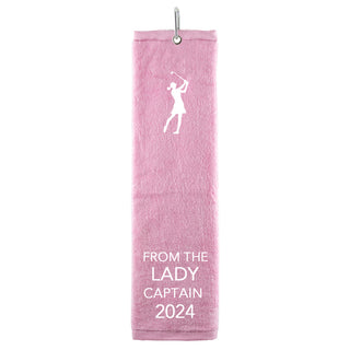 Pink Tri Fold Golf Towel
Embroidered From the Lady Captain 2024
100% Cotton
Carabiner to attach to your golf bag
Attractive embroidered design&nbsp;
54cm (h) x 45cm (w) Folded (w)