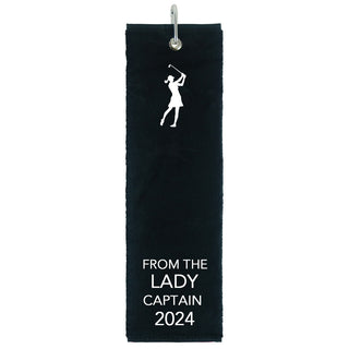 Black Tri Fold Golf Towel
Embroidered From the Lady Captain 2024
100% Cotton
Carabiner to attach to your golf bag
Attractive embroidered design&nbsp;
54cm (h) x 45cm (w) Folded (w)