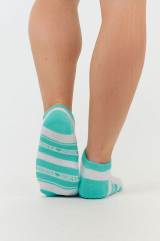 Pure Ladies 2 Pair Pack Of Trainer Golf Socks- Ocean Blue