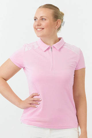 Pure Golf Ladies Keyla Lace Cap Sleeve Polo Shirt - Blossom