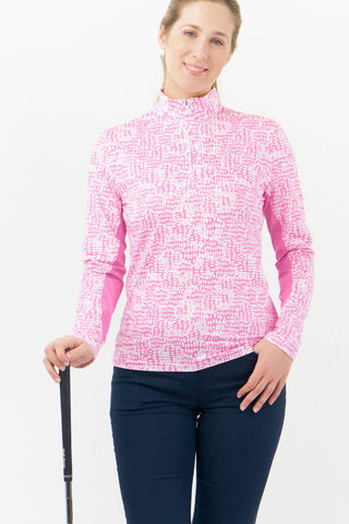 Pure Golf Balance Quarter Zip Long Sleeve Golf Mid Layer - Candy Pebble