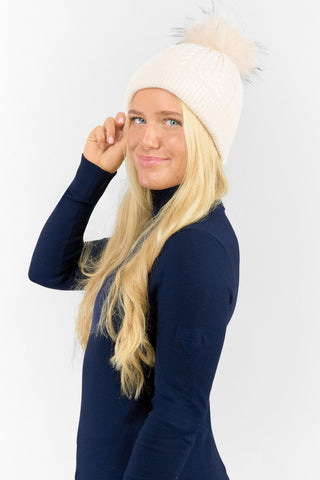 Surprizeshop Waterproof Bobble Ladies Golf Hat - Winter White