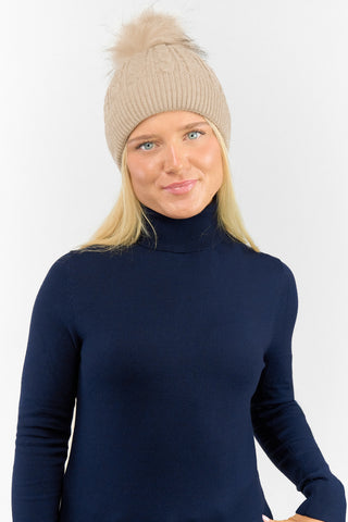 Surprizeshop Ladies Waterproof Bobble Ladies Golf Hat - Stone