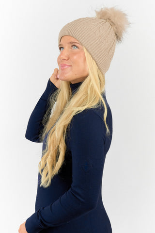 Surprizeshop Ladies Waterproof Bobble Ladies Golf Hat - Stone