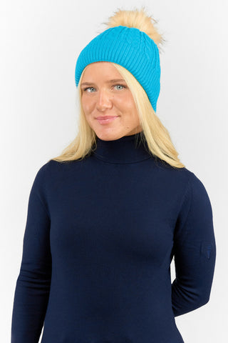 Surprizeshop Ladies Waterproof Bobble Ladies Golf Hat - Aqua