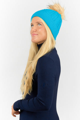 Surprizeshop Ladies Waterproof Bobble Ladies Golf Hat - Aqua