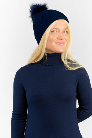 Surprizeshop Ladies Waterproof Bobble Ladies Golf Hat - Navy