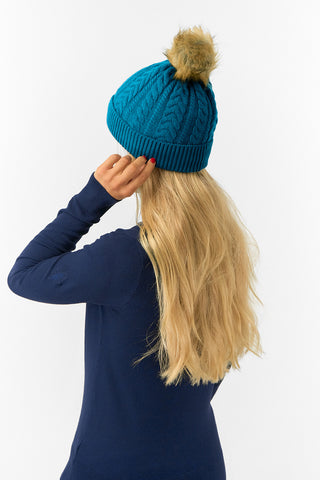 Surprizeshop Waterproof Bobble Ladies Golf Hat - Teal