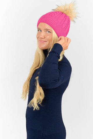 Surprizeshop Ladies Waterproof Bobble Ladies Golf Hat - Hot Pink