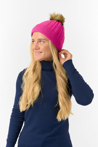 Surprizeshop Waterproof Bobble Ladies Golf Hat - Pink