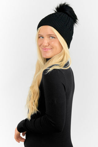 Surprizeshop Ladies Waterproof Bobble Ladies Golf Hat - Black