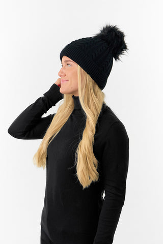 Surprizeshop Waterproof Bobble Ladies Golf Hat - Black