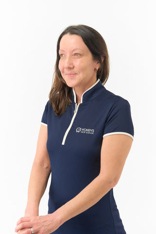 Women's Golf Lounge x Surprizeshop - Pure Golf Bloom Cap Sleeve Polo Shirt Navy