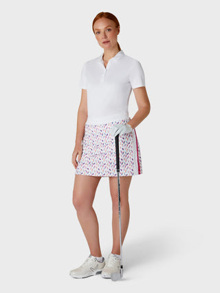 Callaway Golf Ladies Birdie and Eagle Print Golf Skort - Brilliant White - 43CM