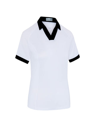 Short Sleeve V-Placket Colourblock Golf Polo - Brilliant White