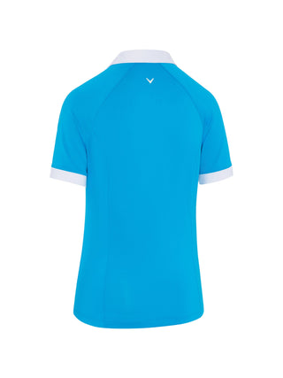 Callaway Golf Ladies Short Sleeve V-Placket Colourblock Polo - Vivid Blue