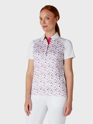 Callaway Golf Ladies Birdie and Eagle Print Golf Polo - Brilliant White