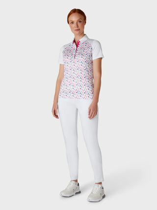 Callaway Golf Ladies Birdie and Eagle Print Golf Polo - Brilliant White