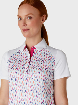 Callaway Golf Ladies Birdie and Eagle Print Golf Polo - Brilliant White